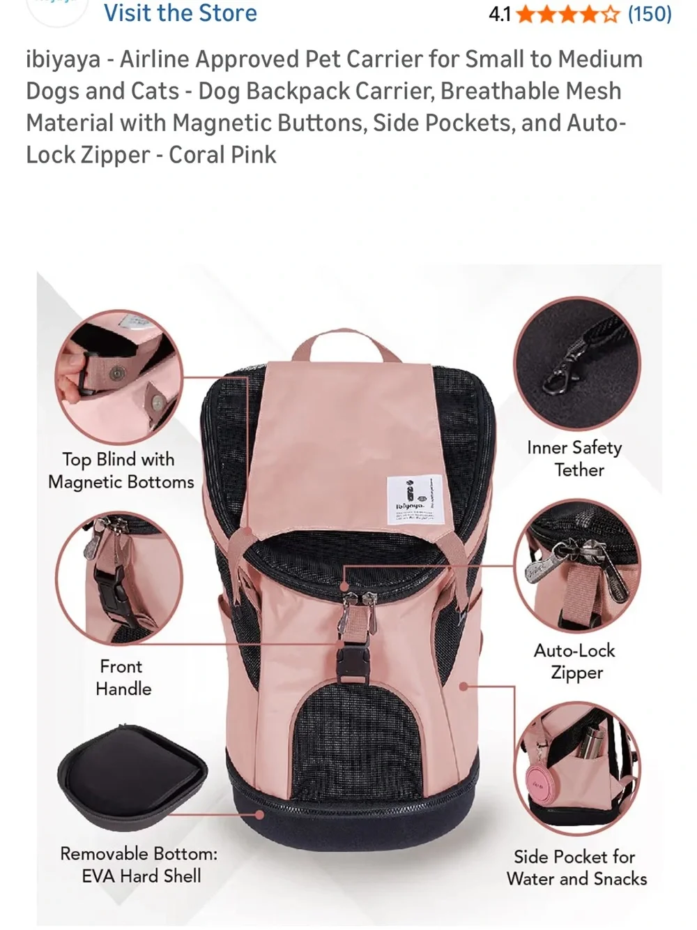 ibiyaya - Airline Approved Pet Carrier for Small to Medium Dogs and Cats
